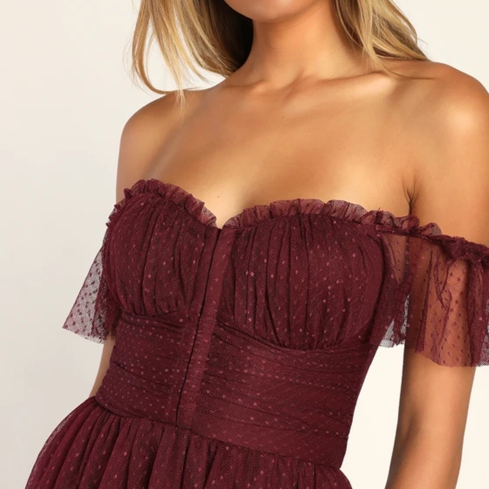 Lulus Regal Radiance Tulle Bustier Midi Dress